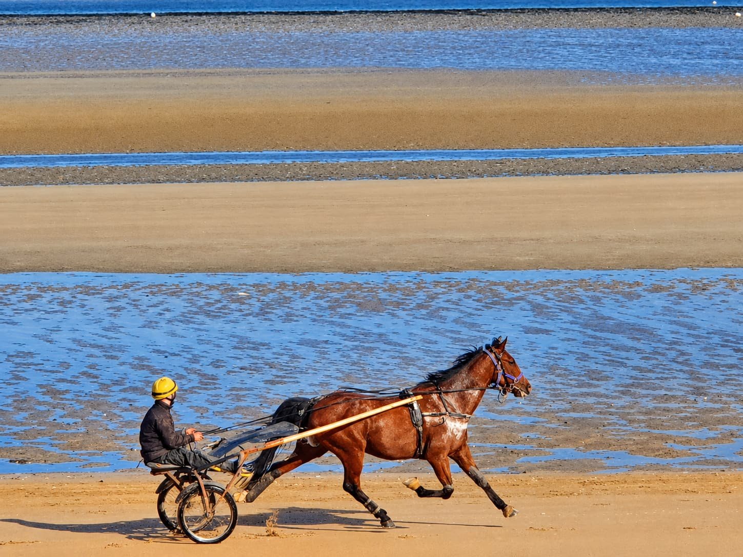 The wide expanse of Utah Beach at low tide